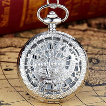 Load image into Gallery viewer, Retro Fashion Silver Pocket Watches Necklace Pendant With Chain Luxury Unisex Quartz Watches Men Women Watch Reloj De Bolsillo