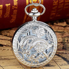 Load image into Gallery viewer, Retro Fashion Silver Pocket Watches Necklace Pendant With Chain Luxury Unisex Quartz Watches Men Women Watch Reloj De Bolsillo