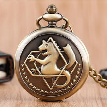 Load image into Gallery viewer, Fobs Men Women Fullmetal Alchemist Edward Elric Quartz Pocket Watch Cosplay Cartoon Fob Clock Pendant Unisex Gift With Chain