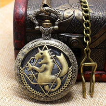Load image into Gallery viewer, Fobs Men Women Fullmetal Alchemist Edward Elric Quartz Pocket Watch Cosplay Cartoon Fob Clock Pendant Unisex Gift With Chain